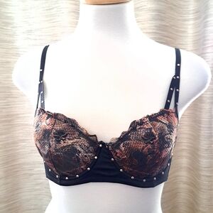 pleasure state Couture | Black Multi color snake skin studded women's bra